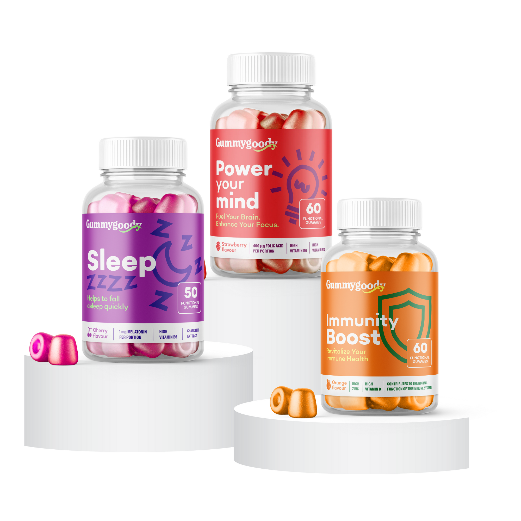 Gummygoody Vitamins - Trio of Sleep, Immunity and Power Your Mind