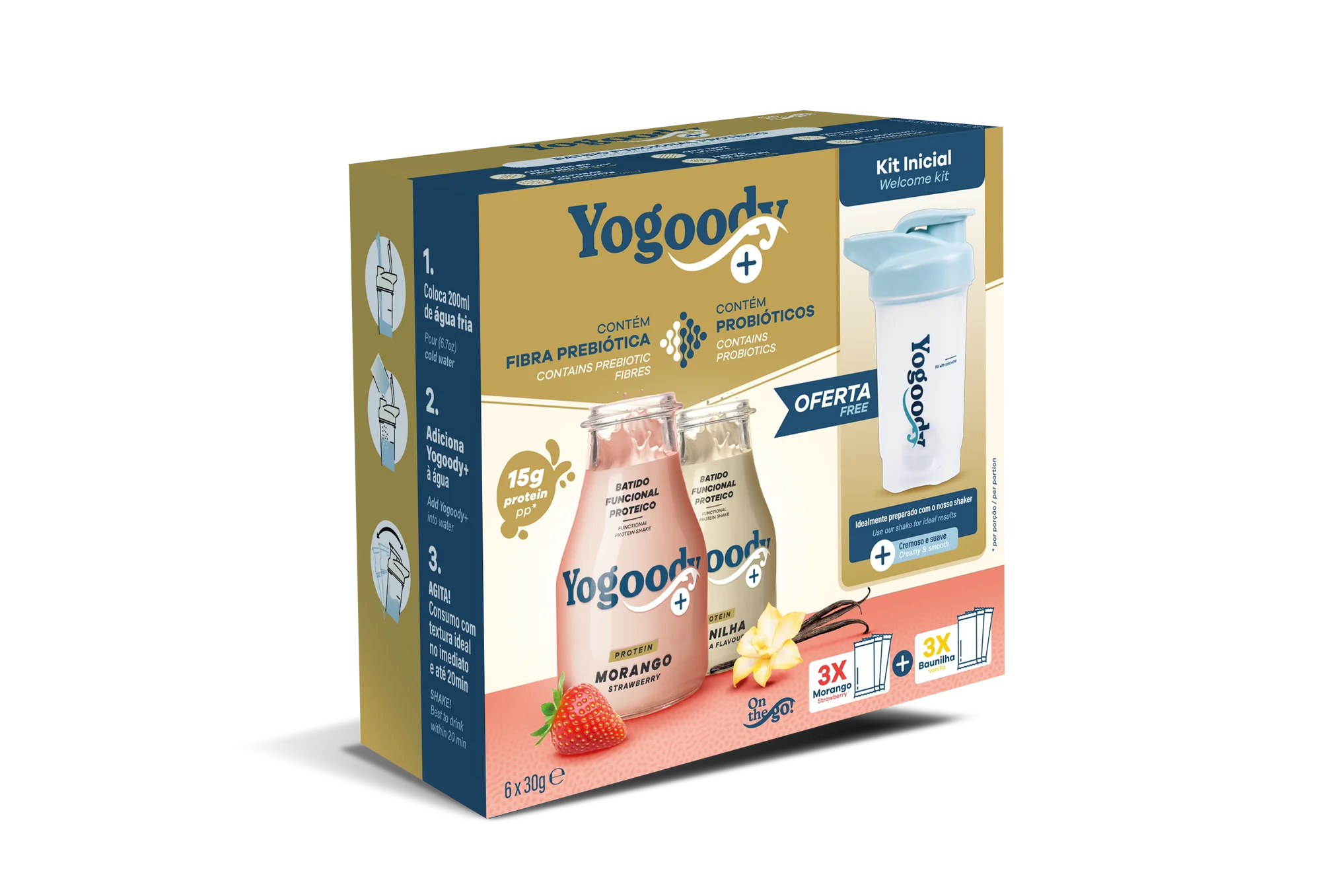 Welcome Pack - Yogoody+ Strawberry and Vanilla Flavoured Shakes (6 x 30g sachets + FREE shaker)